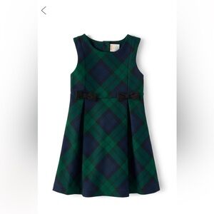 Gymboree Green and Blue Plaid Dress with Black Bows Size 10